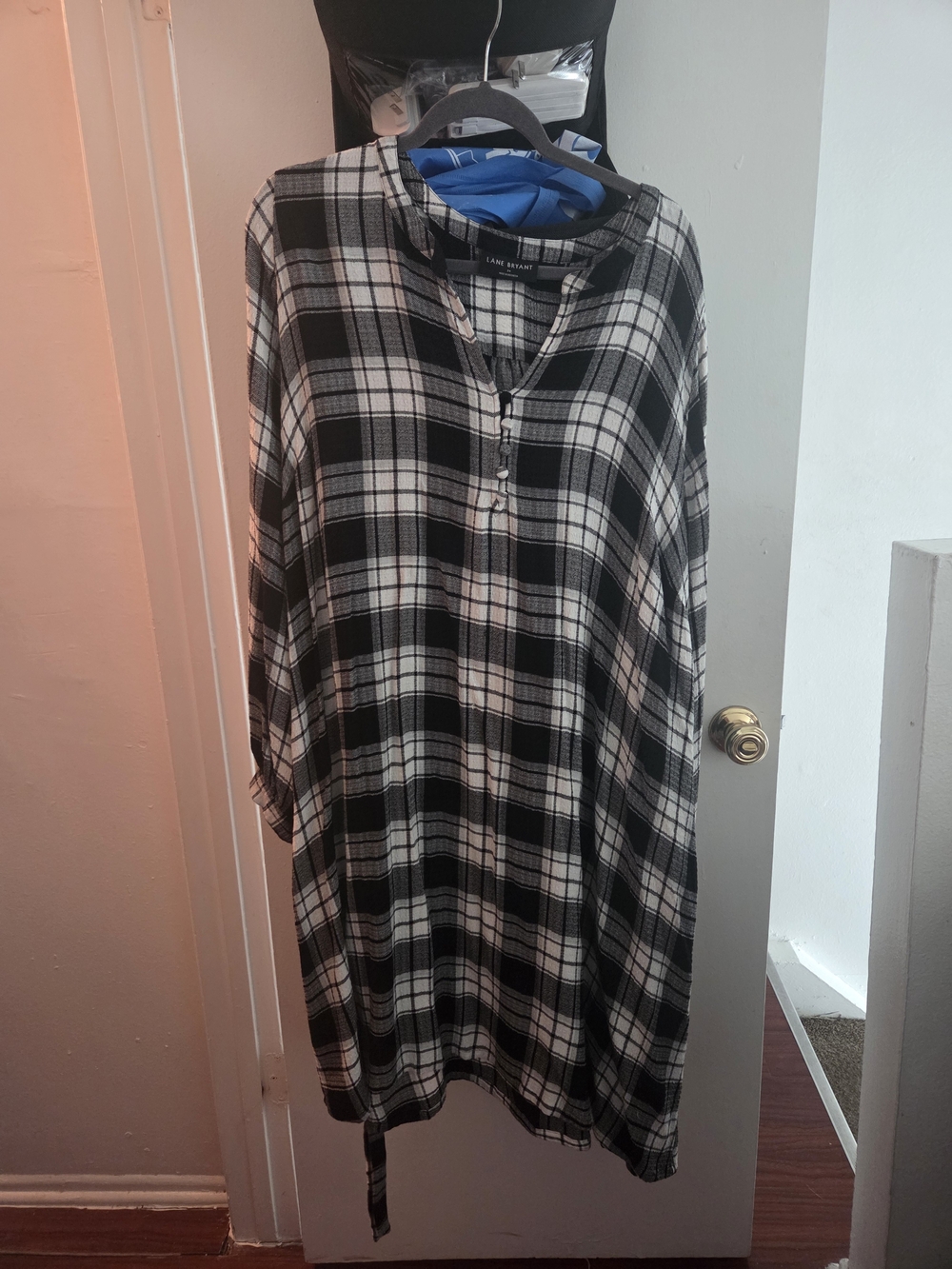 Lane Bryant Black & White Plaid Tunic Dress